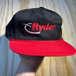 Ryder Trucker Hat Mens Black Red Snapback Rope Cap Nissun Vintage Style OSFA